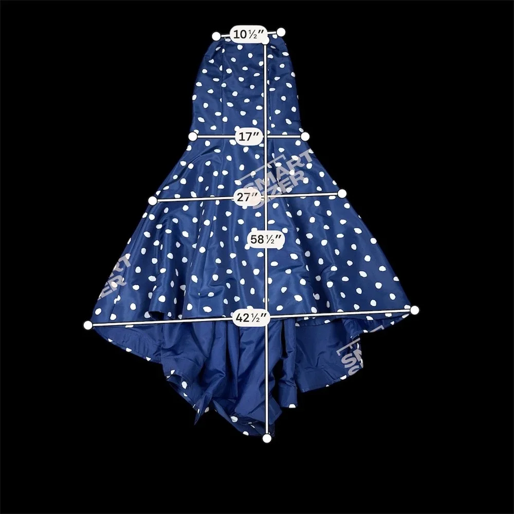 Sherri Hill Navy White Polka Dot Mermaid Skirt Ruffle‎ Bustle Back Maxi Size 0